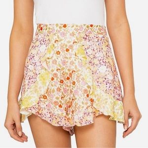 Zimmermann Goldie Floral Ruffle Patchwork Shorts